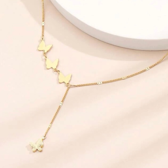 ❀ Elegant Gold Butterly Charm Y-Lariat Drop Necklace - Picture 5 of 5